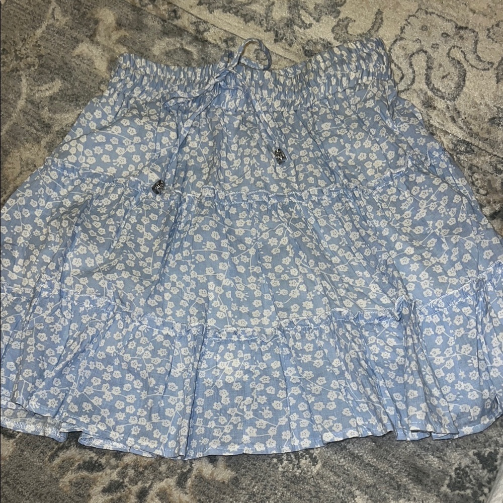 Princess Polly Floral Blue Skirt